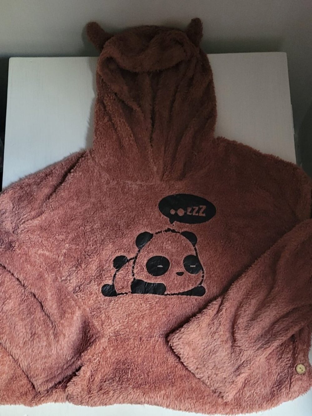 Brown Fuzzy Sleepwear Hoodie With Bear Ears
